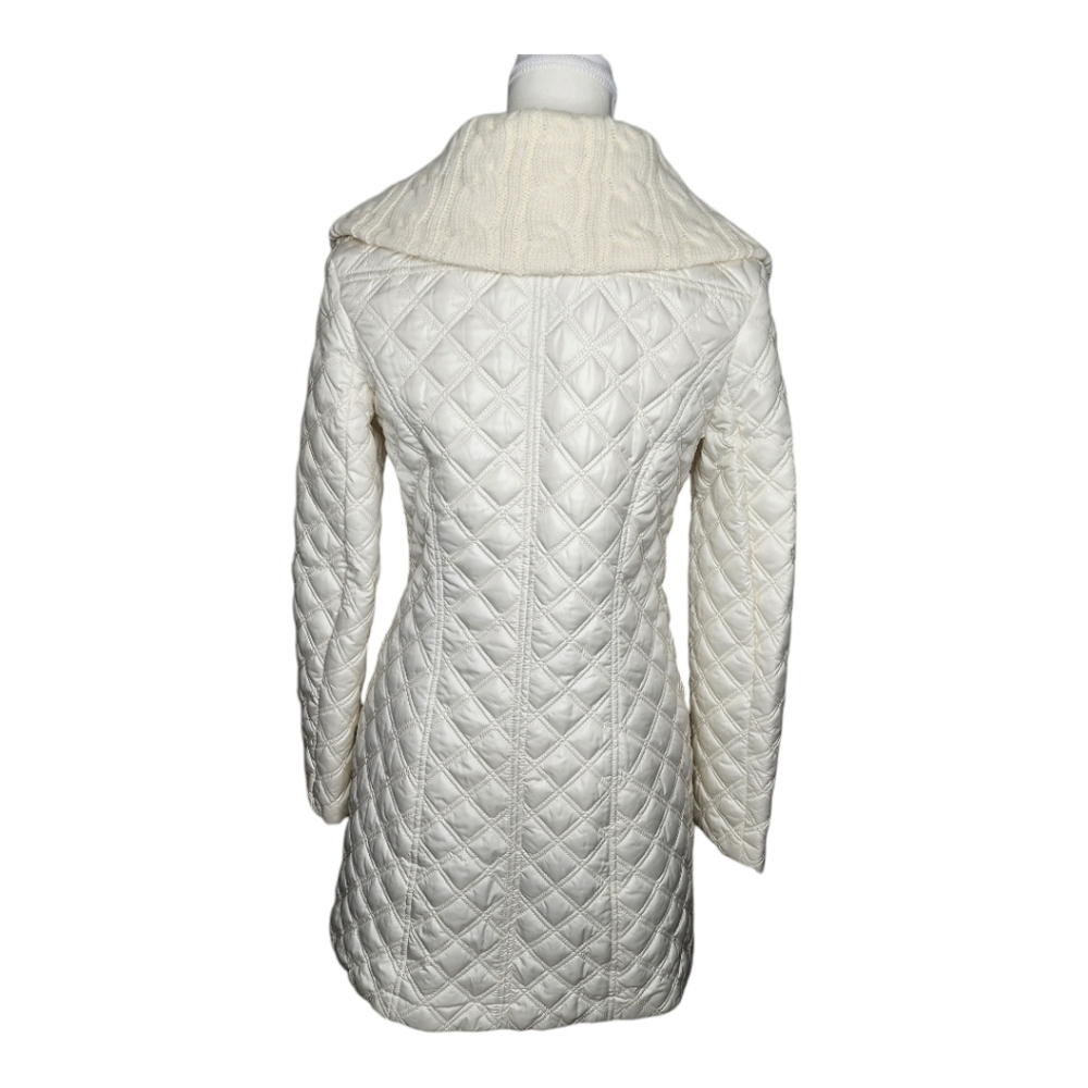 Via Spiga Ivory Diamond Quilted Rib Knit Collar Jacket Size XS - Picture 3 of 6